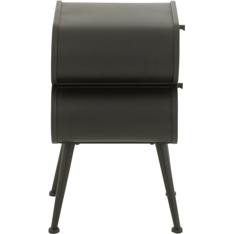 Chevet moderne Arrondi 2 tiroirs en Bois de sapin Naturel Métal Noir Courchevel - 3