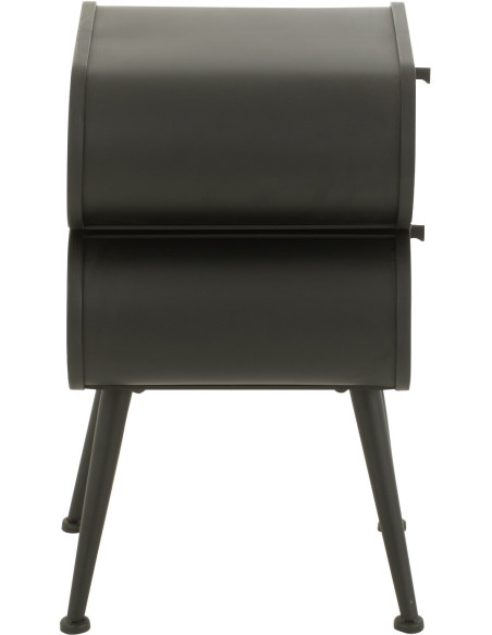 Chevet moderne Arrondi 2 tiroirs en Bois de sapin Naturel Métal Noir Courchevel - 3