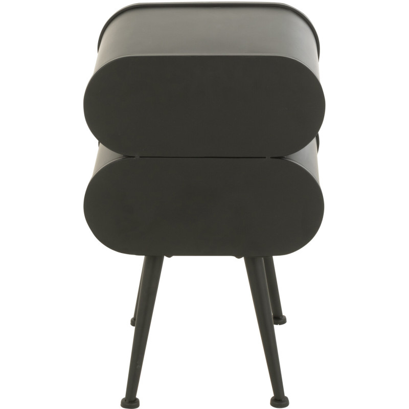 Chevet moderne Arrondi 2 tiroirs en Bois de sapin Naturel Métal Noir Courchevel - 4