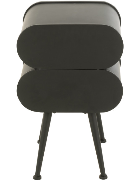 Chevet moderne Arrondi 2 tiroirs en Bois de sapin Naturel Métal Noir Courchevel - 4