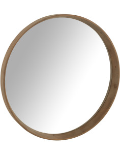 Grand Miroir mural moderne Rond 90x90 en Bois MDF Naturel Magnico - 1