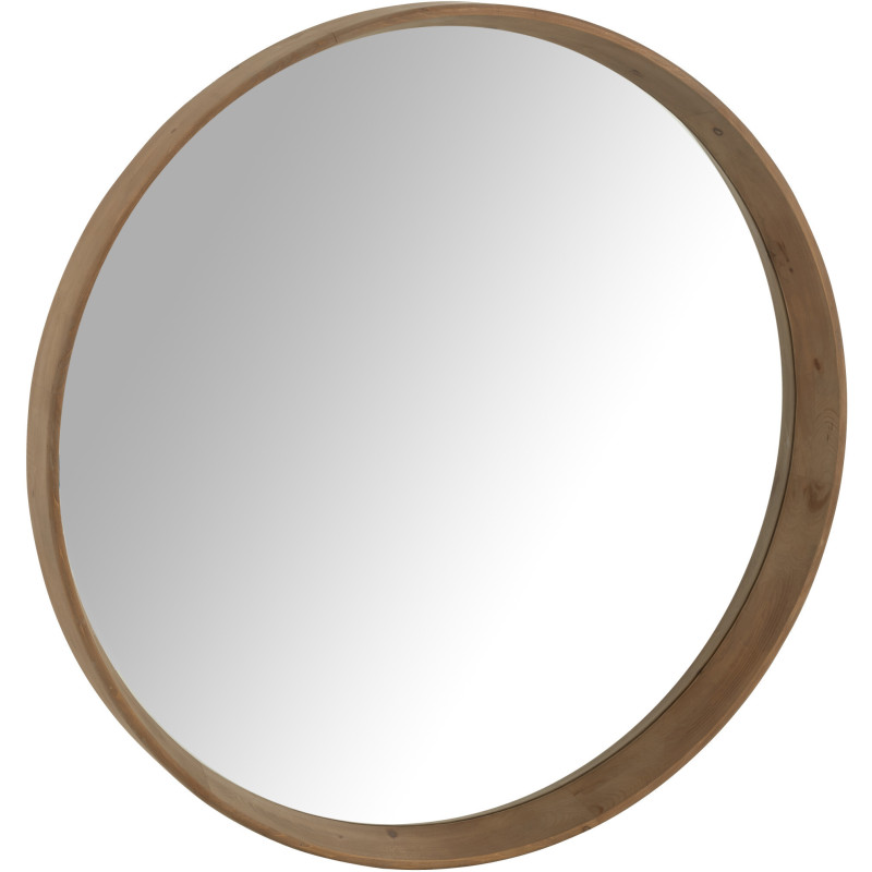 Grand Miroir mural moderne Rond 90x90 en Bois MDF Naturel Magnico - 1