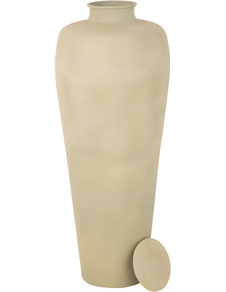 Grand Vase moderne chic XL Amphore Hauteur 101 cm en Métal Blanc écru Prestigo - 2