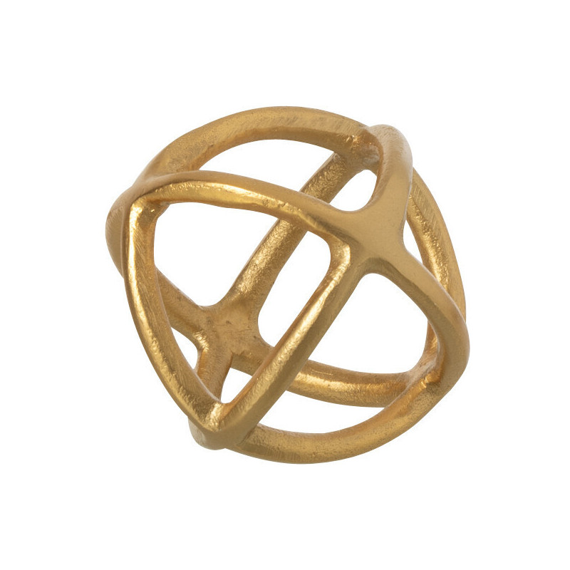 Petite Sculpture déco moderne abstraite Boule 10 cm en Métal Doré Sphary - 1