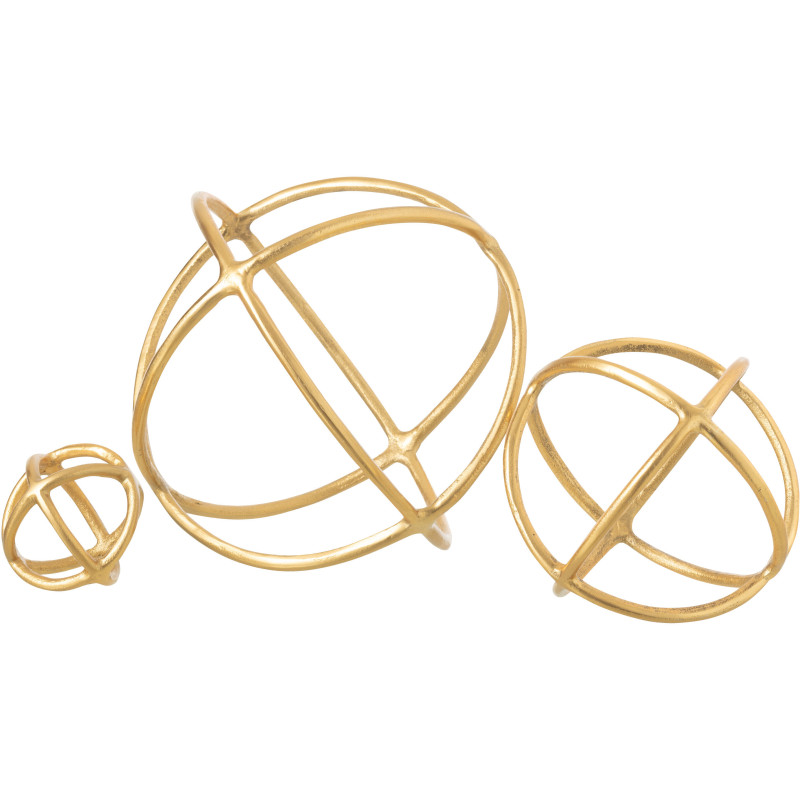 Grande Sculpture déco moderne abstraite Boule 30 cm en Métal Doré Sphary - 3