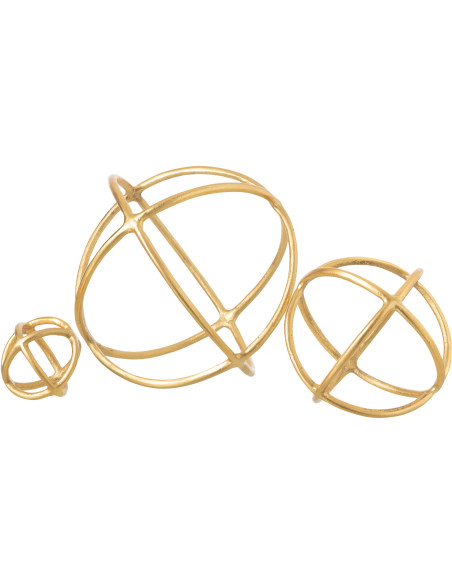 Grande Sculpture déco moderne abstraite Boule 30 cm en Métal Doré Sphary - 3