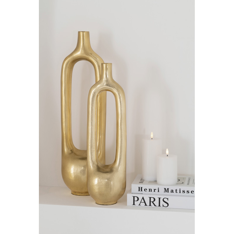 Grand Vase déco design Hauteur 51 cm en Métal Doré Hollow - 2