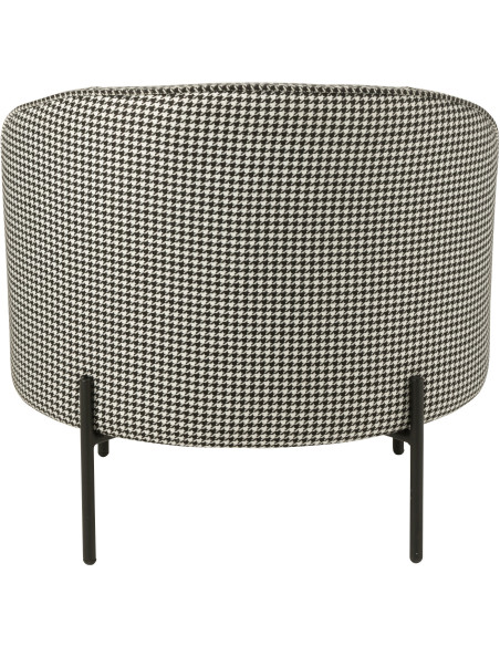 Fauteuil moderne chic Rond en Tissu Blanc Noir Motif pied de poule Métal Noir Basir - 5