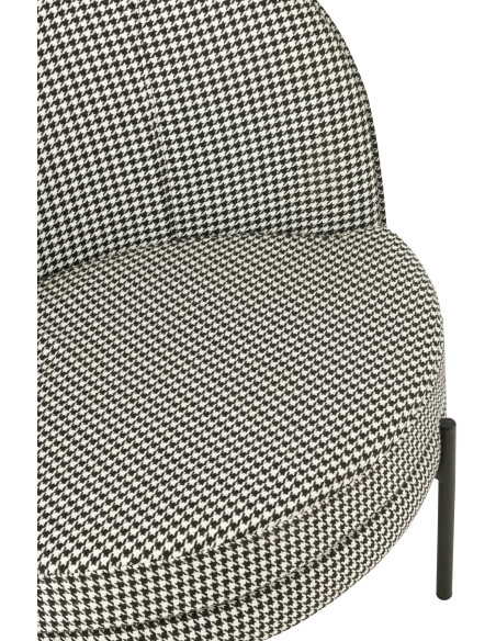 Fauteuil moderne chic Rond en Tissu Blanc Noir Motif pied de poule Métal Noir Basir - 8