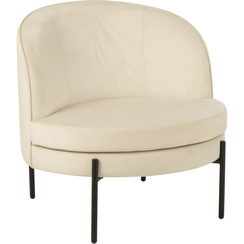 Fauteuil moderne chic Rond en Tissu Blanc cassé Métal Noir Basir - 1