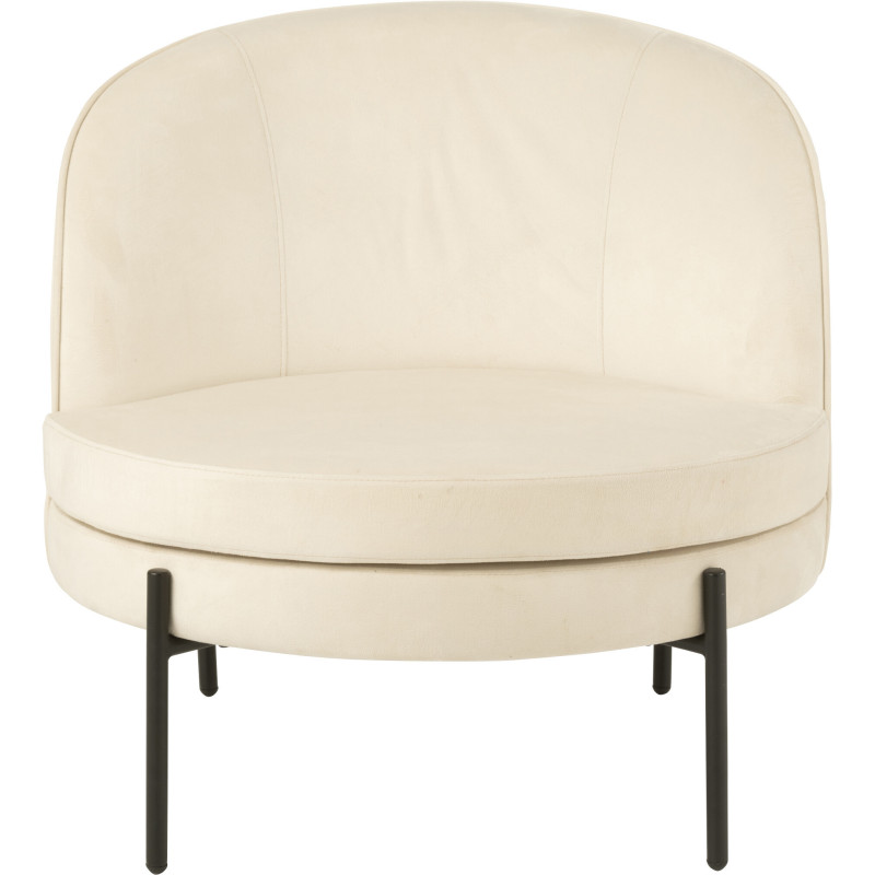 Fauteuil moderne chic Rond en Tissu Blanc cassé Métal Noir Basir - 3