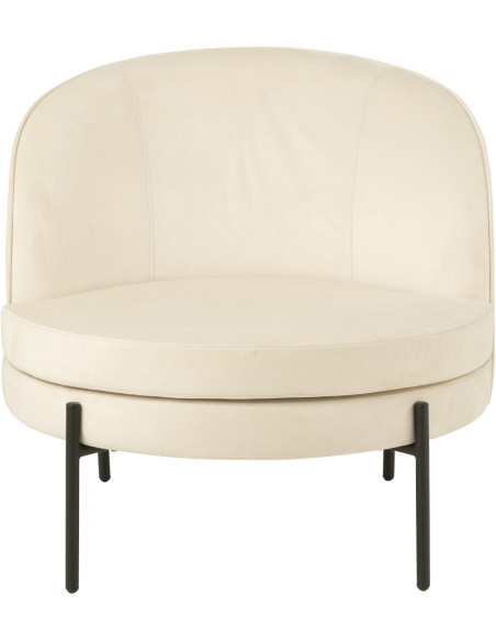 Fauteuil moderne chic Rond en Tissu Blanc cassé Métal Noir Basir - 3