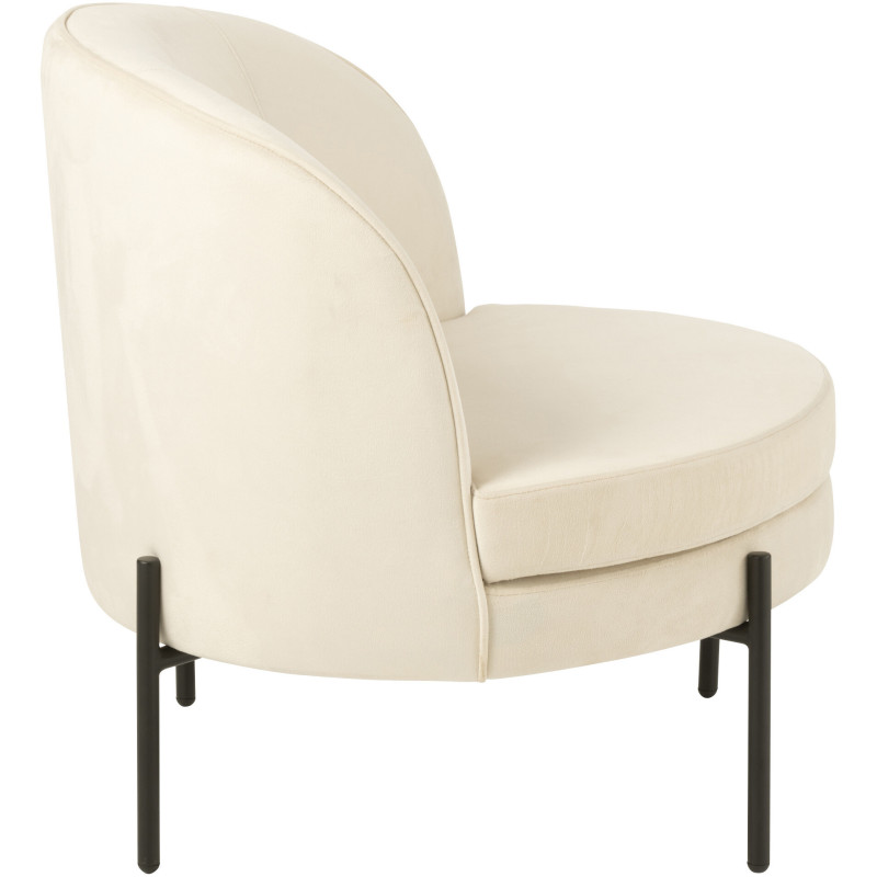 Fauteuil moderne chic Rond en Tissu Blanc cassé Métal Noir Basir - 4