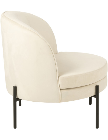 Fauteuil moderne chic Rond en Tissu Blanc cassé Métal Noir Basir - 4