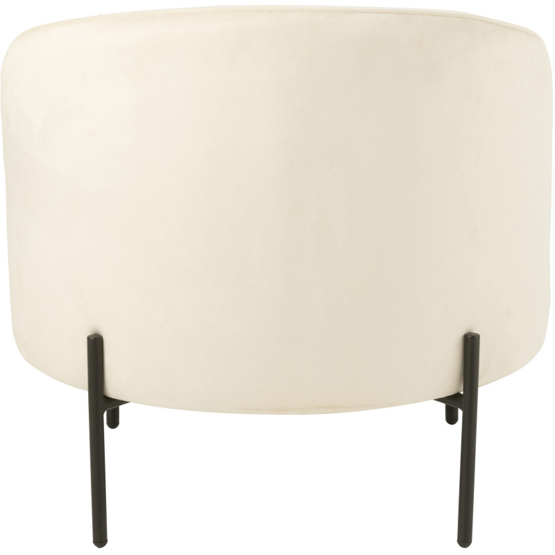 Fauteuil moderne chic Rond en Tissu Blanc cassé Métal Noir Basir - 5