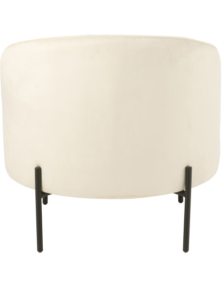 Fauteuil moderne chic Rond en Tissu Blanc cassé Métal Noir Basir - 5