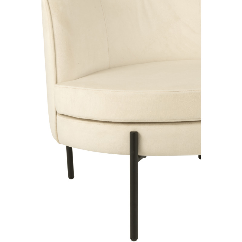 Fauteuil moderne chic Rond en Tissu Blanc cassé Métal Noir Basir - 6