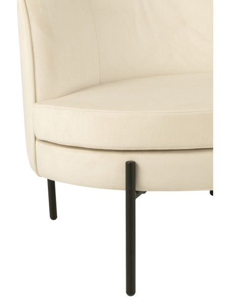 Fauteuil moderne chic Rond en Tissu Blanc cassé Métal Noir Basir - 6