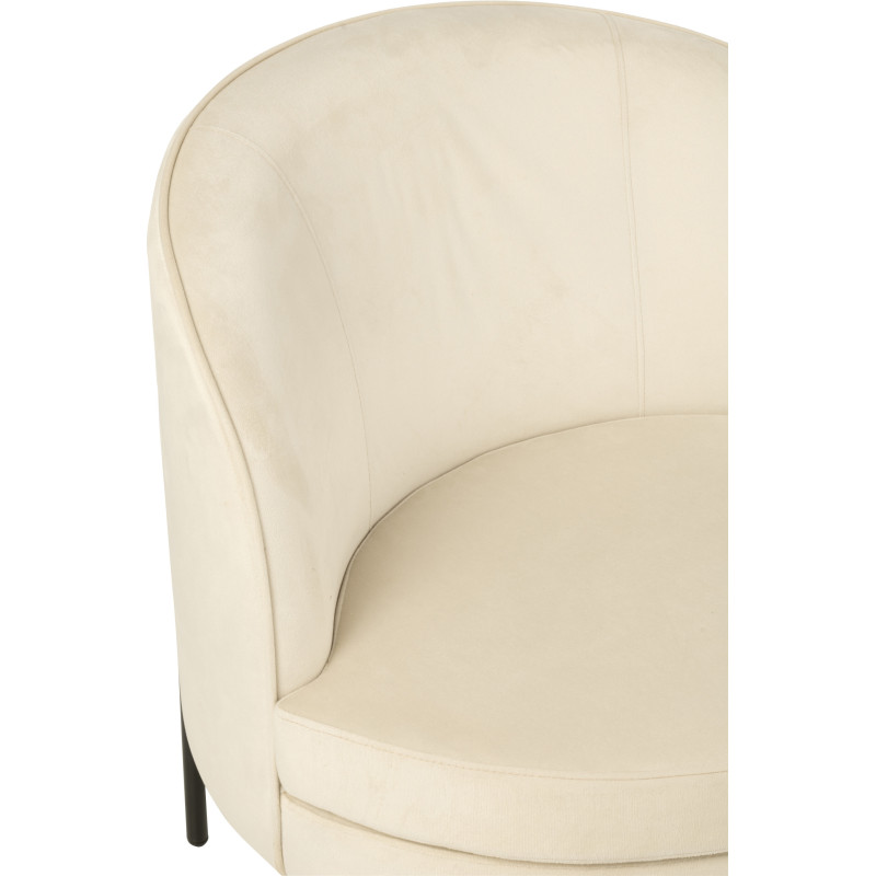 Fauteuil moderne chic Rond en Tissu Blanc cassé Métal Noir Basir - 7