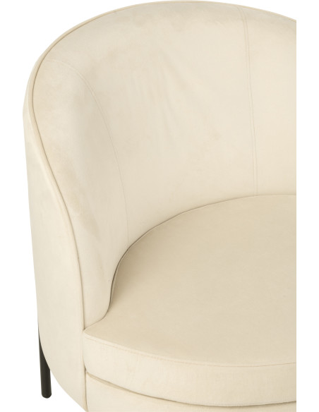 Fauteuil moderne chic Rond en Tissu Blanc cassé Métal Noir Basir - 7