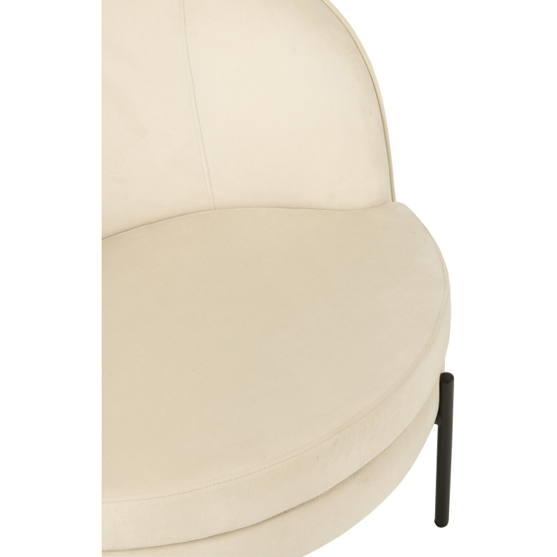 Fauteuil moderne chic Rond en Tissu Blanc cassé Métal Noir Basir - 8
