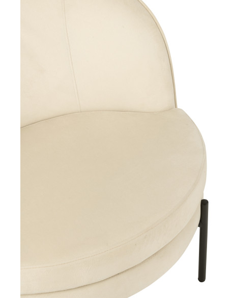 Fauteuil moderne chic Rond en Tissu Blanc cassé Métal Noir Basir - 8