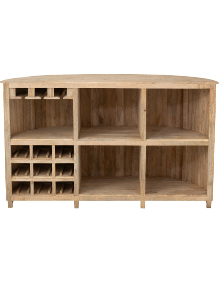Grand Meuble bar rustique chic 5 étagères 9 range-bouteilles en Bois de manguier Naturel Lounge - 4