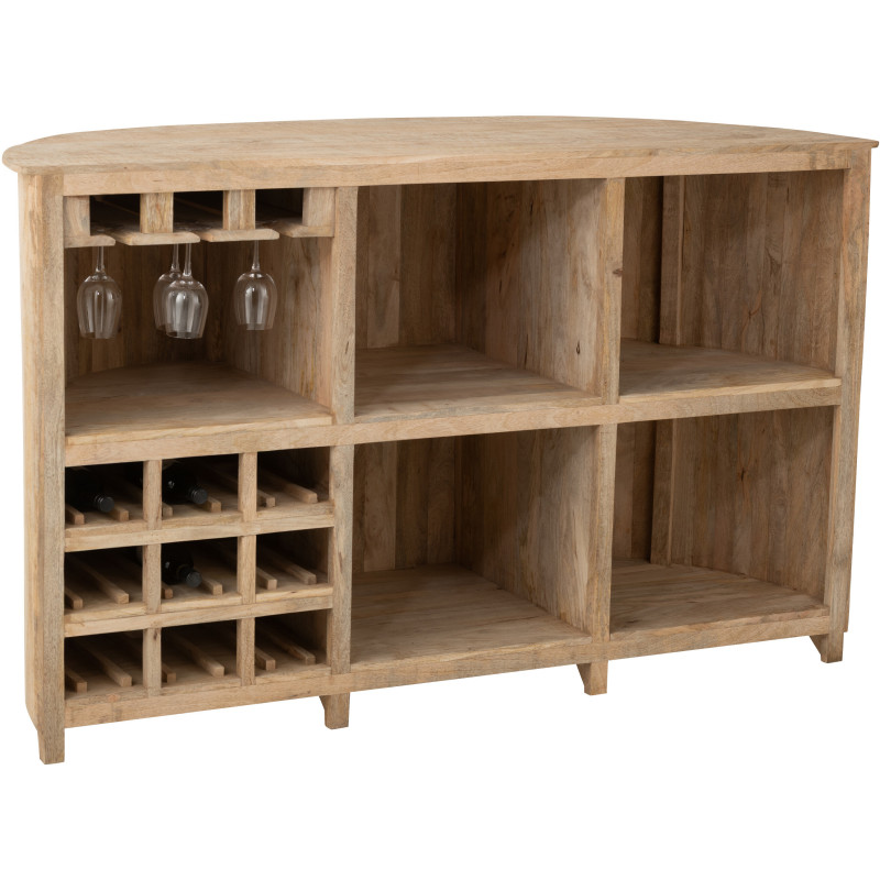 Grand Meuble bar rustique chic 5 étagères 9 range-bouteilles en Bois de manguier Naturel Lounge - 5