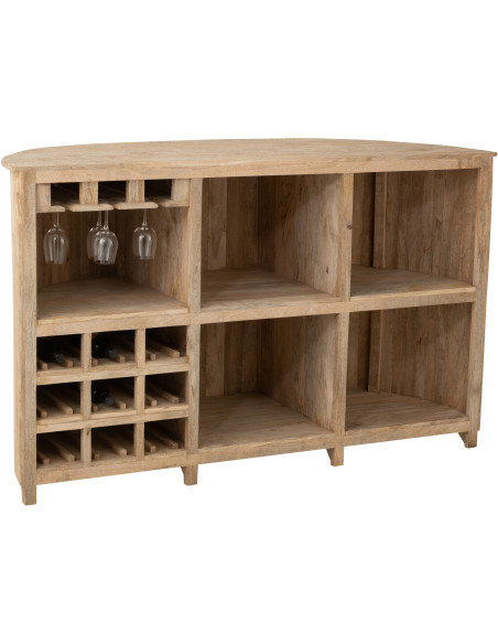 Grand Meuble bar rustique chic 5 étagères 9 range-bouteilles en Bois de manguier Naturel Lounge - 5