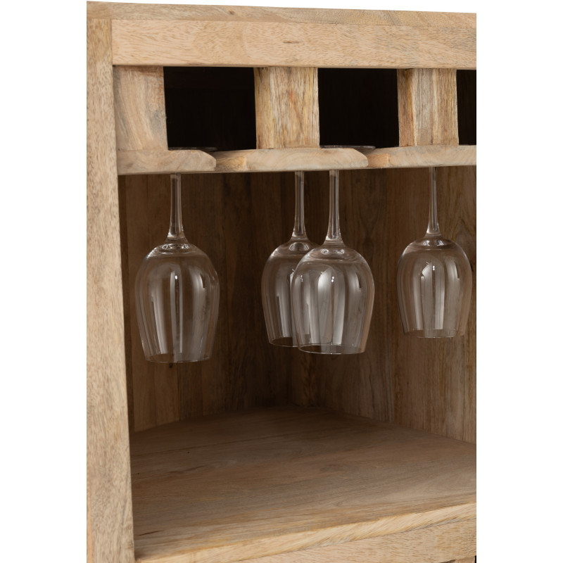 Grand Meuble bar rustique chic 5 étagères 9 range-bouteilles en Bois de manguier Naturel Lounge - 7