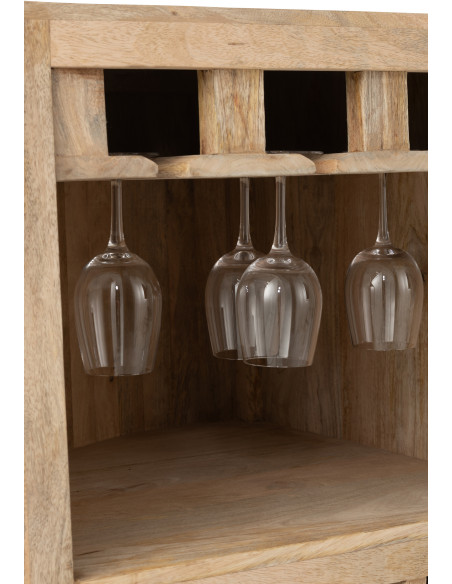 Grand Meuble bar rustique chic 5 étagères 9 range-bouteilles en Bois de manguier Naturel Lounge - 7