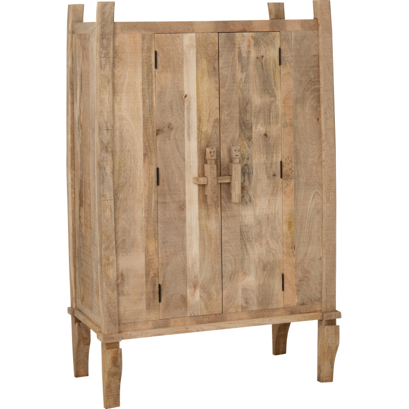 Grand Buffet ethnique chic Haut 2 portes en Bois de manguier Naturel Silex - 1