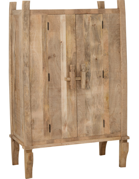Grand Buffet ethnique chic Haut 2 portes en Bois de manguier Naturel Silex - 1