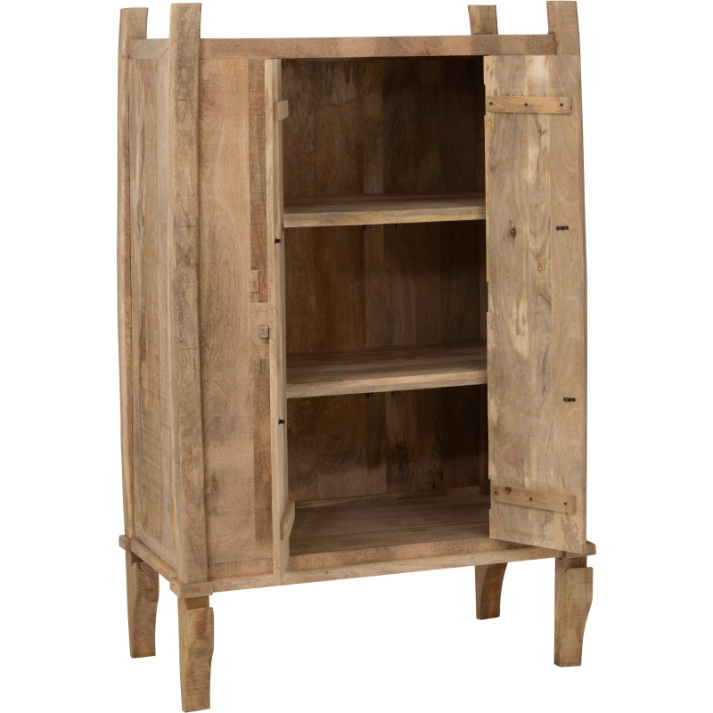 Grand Buffet ethnique chic Haut 2 portes en Bois de manguier Naturel Silex - 9