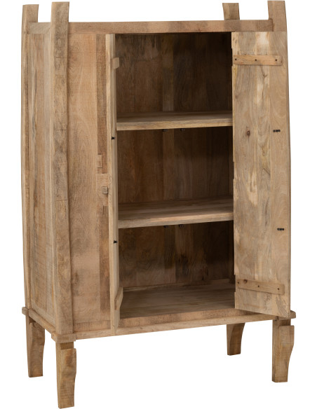 Grand Buffet ethnique chic Haut 2 portes en Bois de manguier Naturel Silex - 9