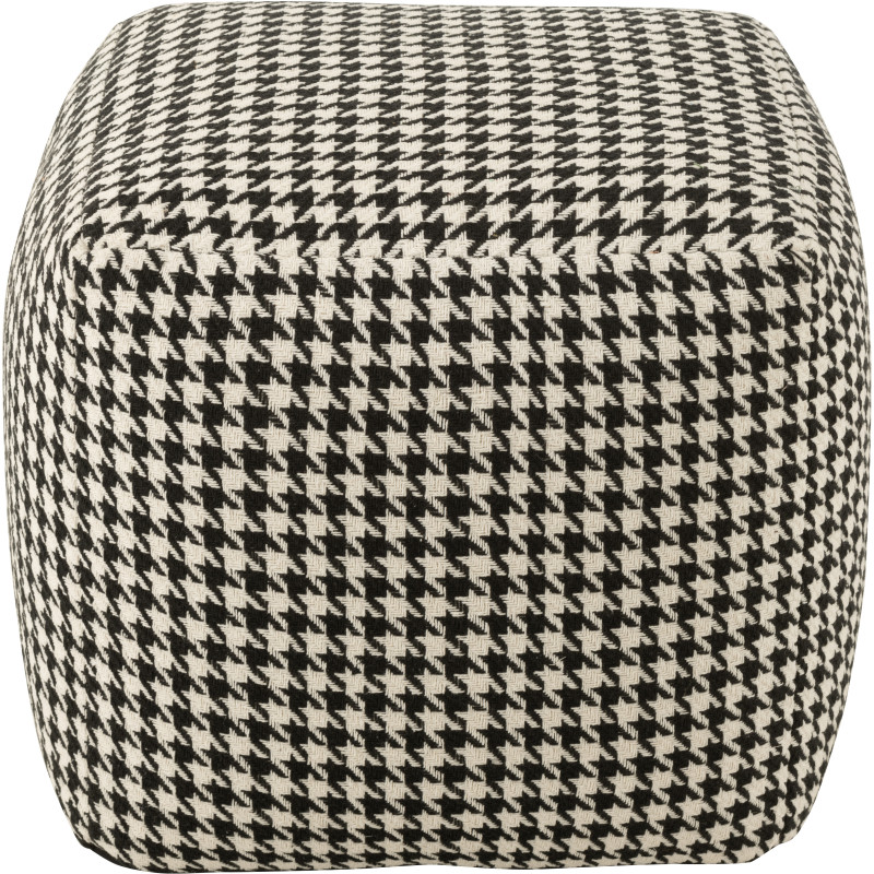 Pouf moderne chic Carré en Coton Noir Blanc Motif pied de poule Houndstooth - 1