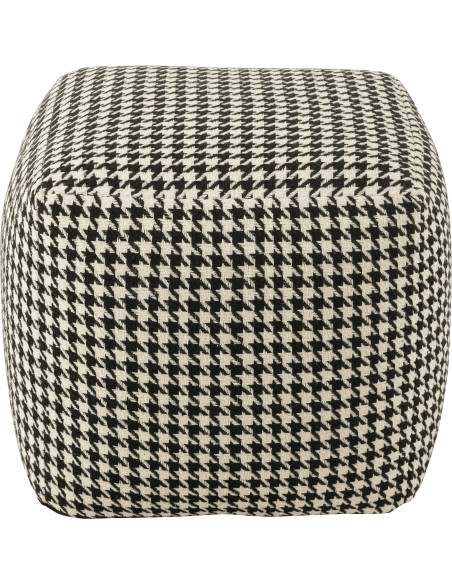 Pouf moderne chic Carré en Coton Noir Blanc Motif pied de poule Houndstooth - 1
