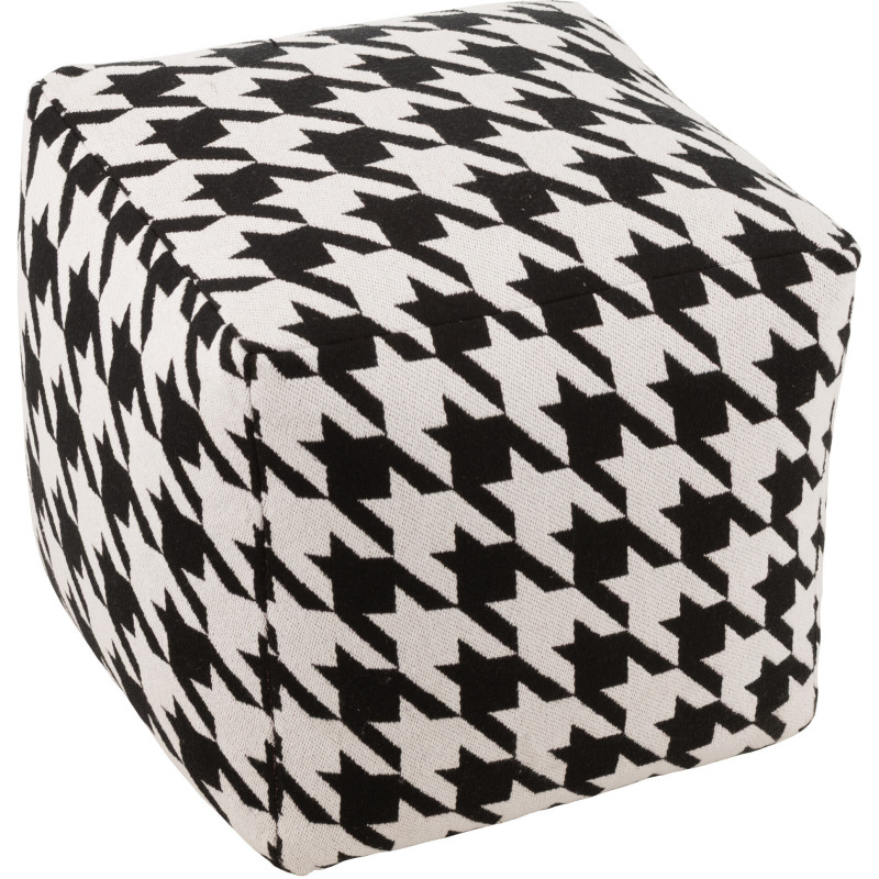Pouf moderne chic Carré en Coton Noir Blanc Motif pied de poule large Houndstooth - 1