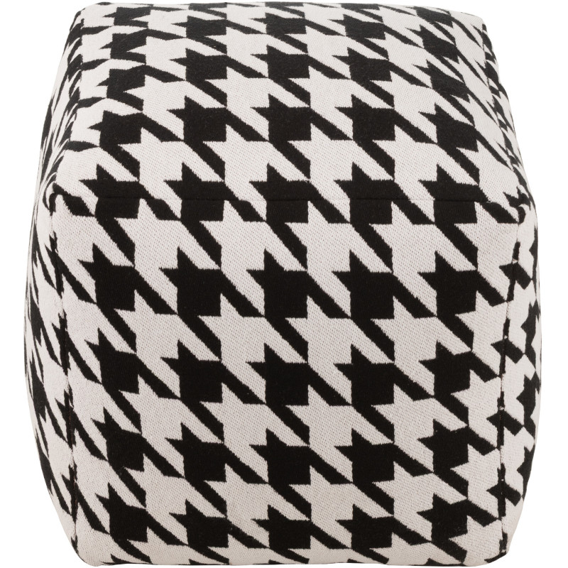 Pouf moderne chic Carré en Coton Noir Blanc Motif pied de poule large Houndstooth - 3