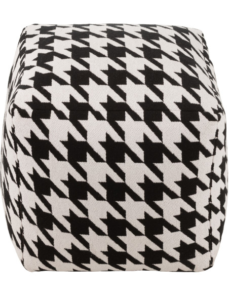 Pouf moderne chic Carré en Coton Noir Blanc Motif pied de poule large Houndstooth - 3