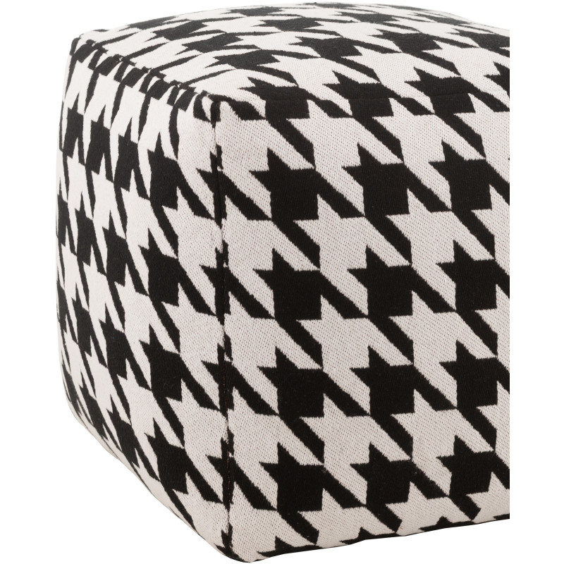 Pouf moderne chic Carré en Coton Noir Blanc Motif pied de poule large Houndstooth - 4