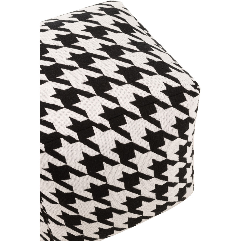 Pouf moderne chic Carré en Coton Noir Blanc Motif pied de poule large Houndstooth - 5