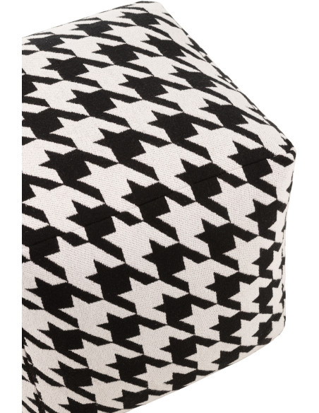 Pouf moderne chic Carré en Coton Noir Blanc Motif pied de poule large Houndstooth - 5