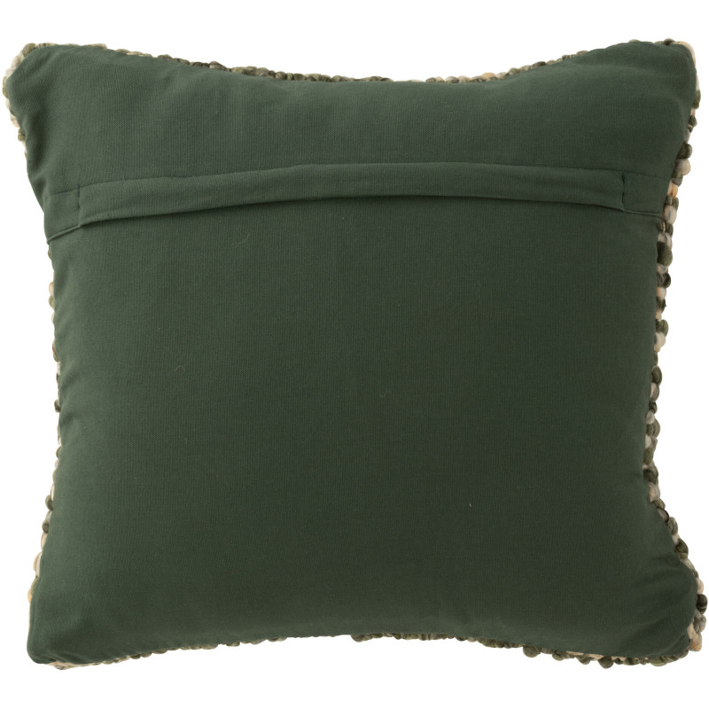 Coussin scandinave chic Carré 45x45 en Tissu Vert olive Blanc écru Motif tissé Evarst - 2