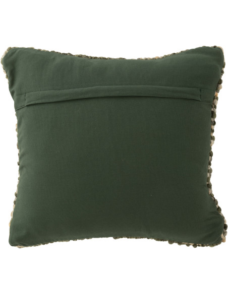 Coussin scandinave chic Carré 45x45 en Tissu Vert olive Blanc écru Motif tissé Evarst - 2