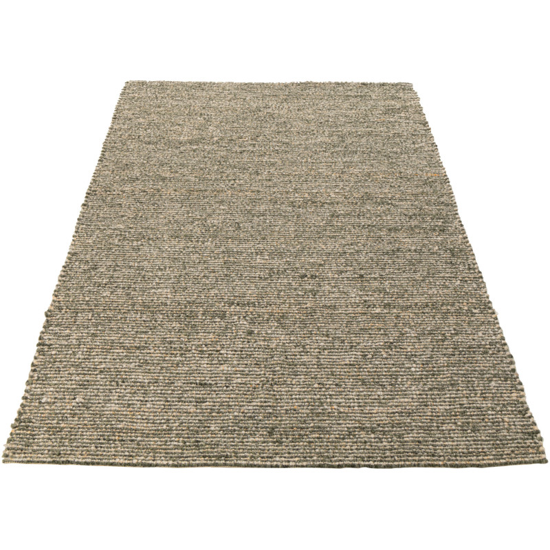 Grand Tapis scandinave chic Rectangulaire 200x300 en Tissu Vert olive Blanc écru Motif tissé Evarst - 1