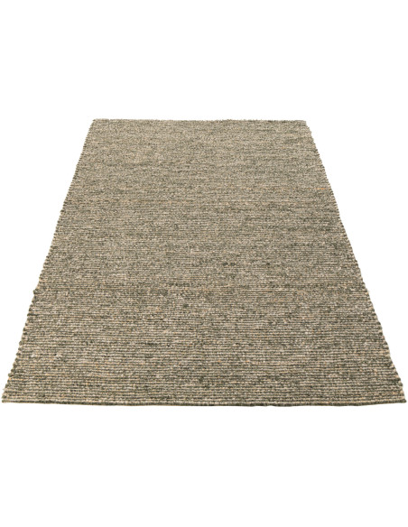Grand Tapis scandinave chic Rectangulaire 200x300 en Tissu Vert olive Blanc écru Motif tissé Evarst - 1
