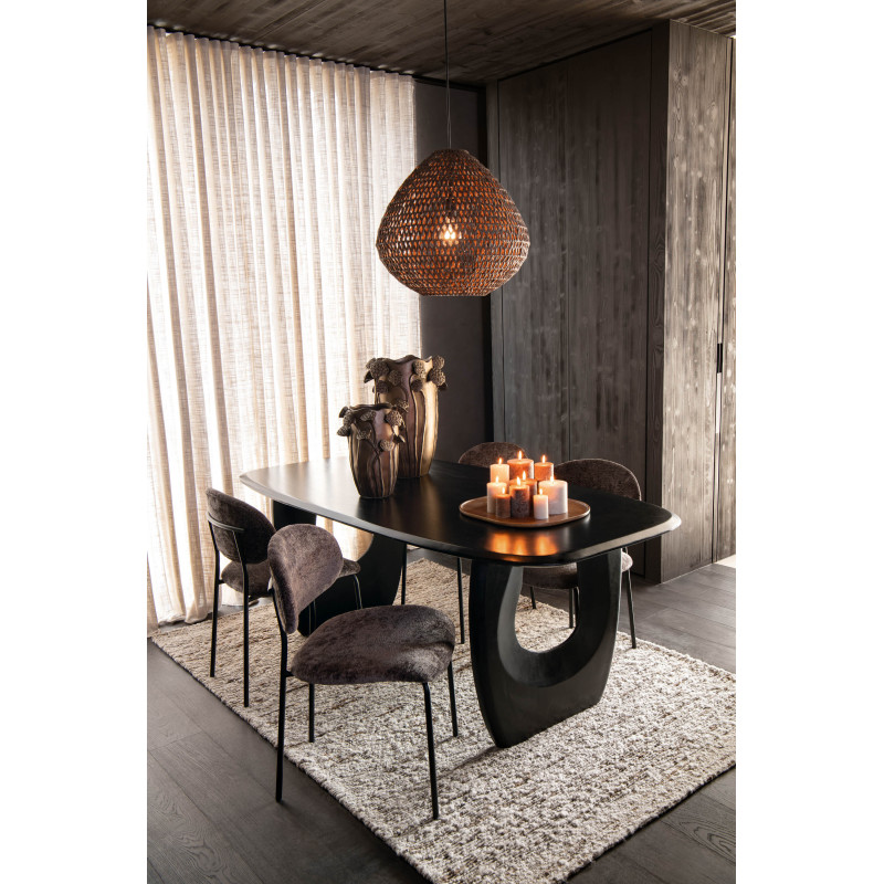 Tapis scandinave chic Rectangulaire 160x230 en Laine Marron Blanc écru Motif tissé Woolly J-Line - 2