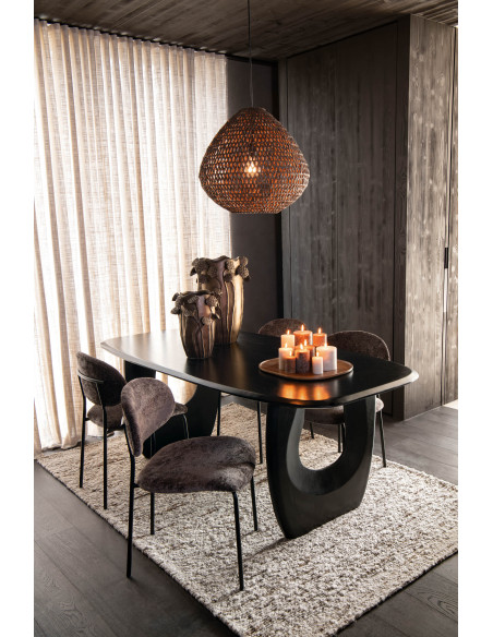 Tapis scandinave chic Rectangulaire 160x230 en Laine Marron Blanc écru Motif tissé Woolly J-Line - 2