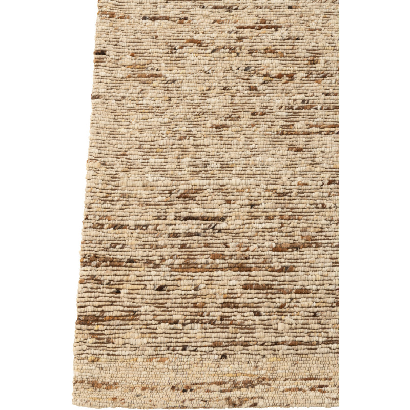 Tapis scandinave chic Rectangulaire 160x230 en Laine Marron Blanc écru Motif tissé Woolly J-Line - 3